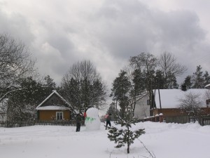 zimowy stary dom